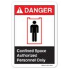 Signmission ANSI Sign, Confined Space Authorized Personnel Only, 14in X 10in Decal, 14" W, 10" H, Landscape OS-DS-D-1014-L-19814